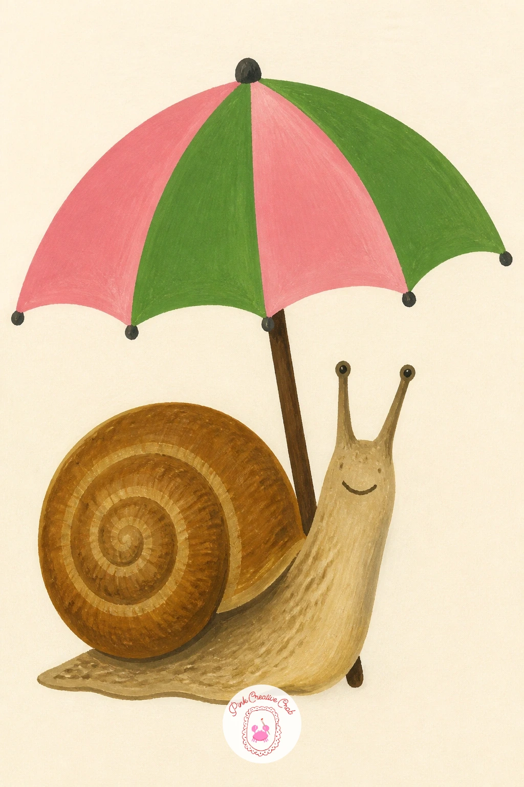 Snail Under a Tiny Paper Umbrella — Add a storybook touch with a snail under a tiny paper umbrella, a charming little prop that gives the shell a rival dome