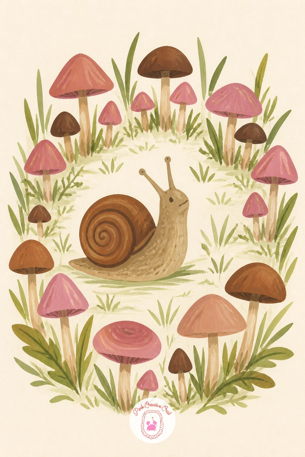 Snail Visiting a Fairy Ring of Mushrooms — Build a whole little woodland world with a snail visiting a fairy ring of mushrooms, the most detailed scene on this