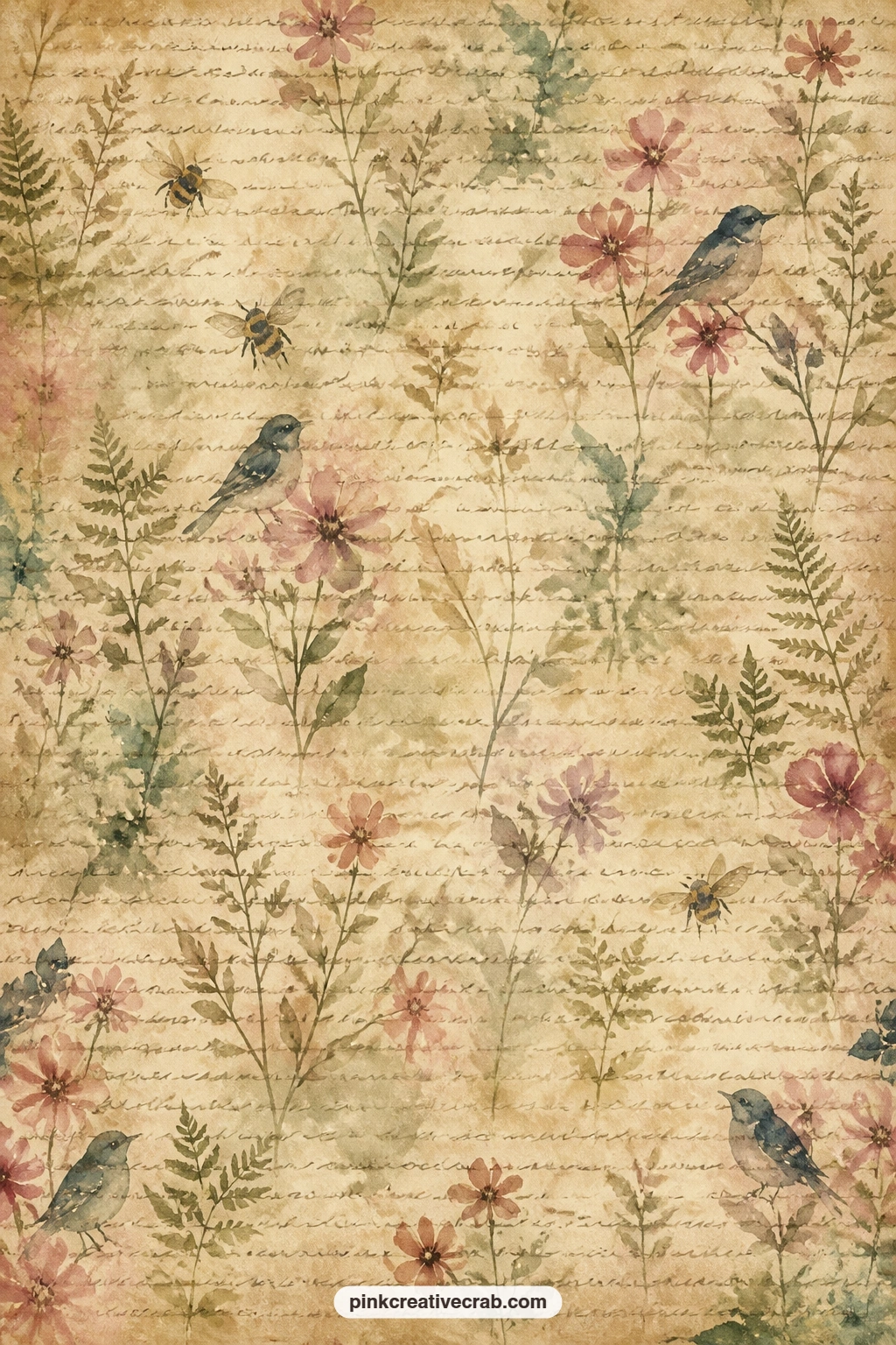Faded Handwriting Texture Pattern printable page — Lay this behind the writing table or lamp and pen pages for a quiet layered look, use it as an envelope