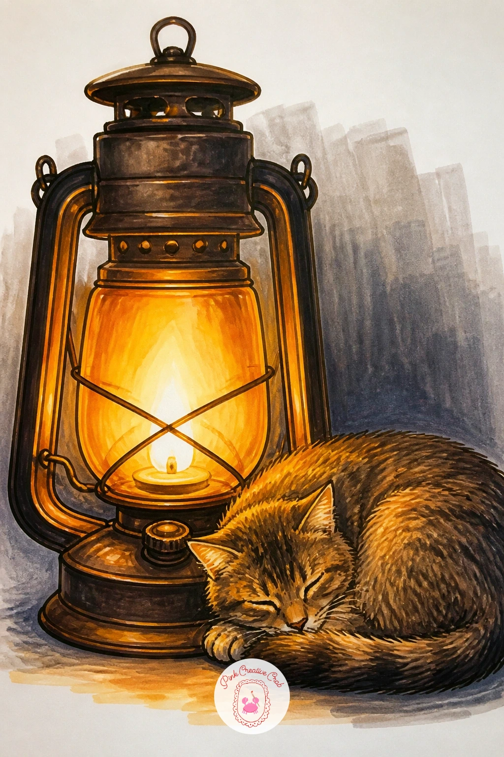 Lantern Beside a Sleeping Cat — Pair the lantern with a sleeping cat now, curled up nearby for one of the coziest scenes on this list. Lantern drawing