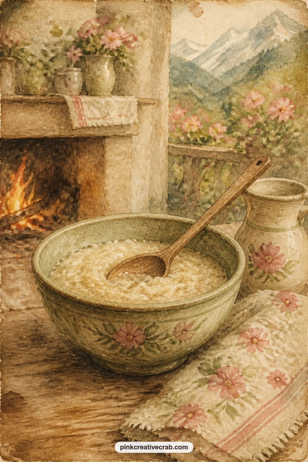 Wooden Spoon and Porridge Bowl printable page — Try the five minute version here: paint or trace just the bowl of porridge and the spoon resting across it