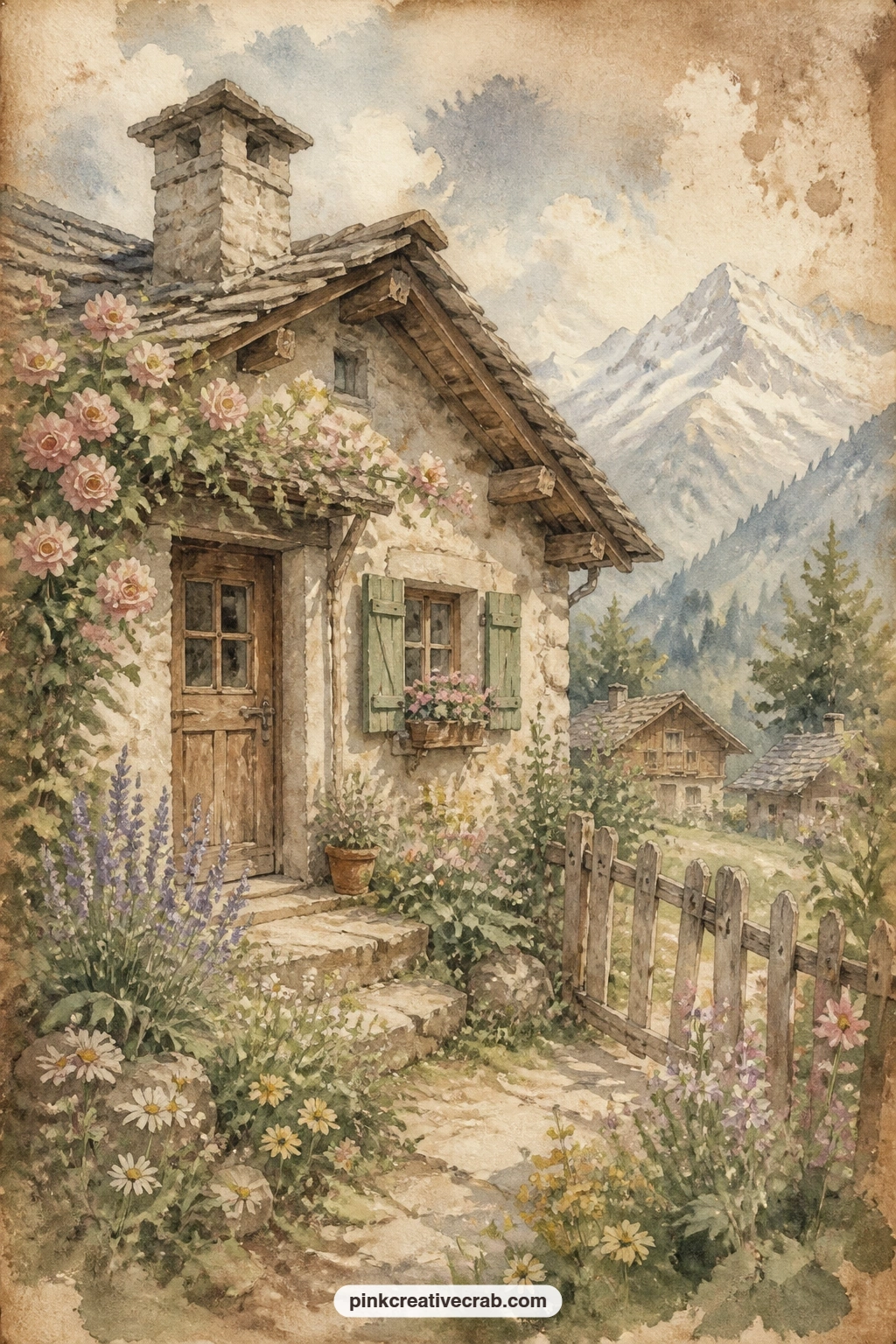 Grandmother's Village Cottage printable page — This page suits a gift journal made for a grandmother or a grandchild, a quiet nod to the story's own