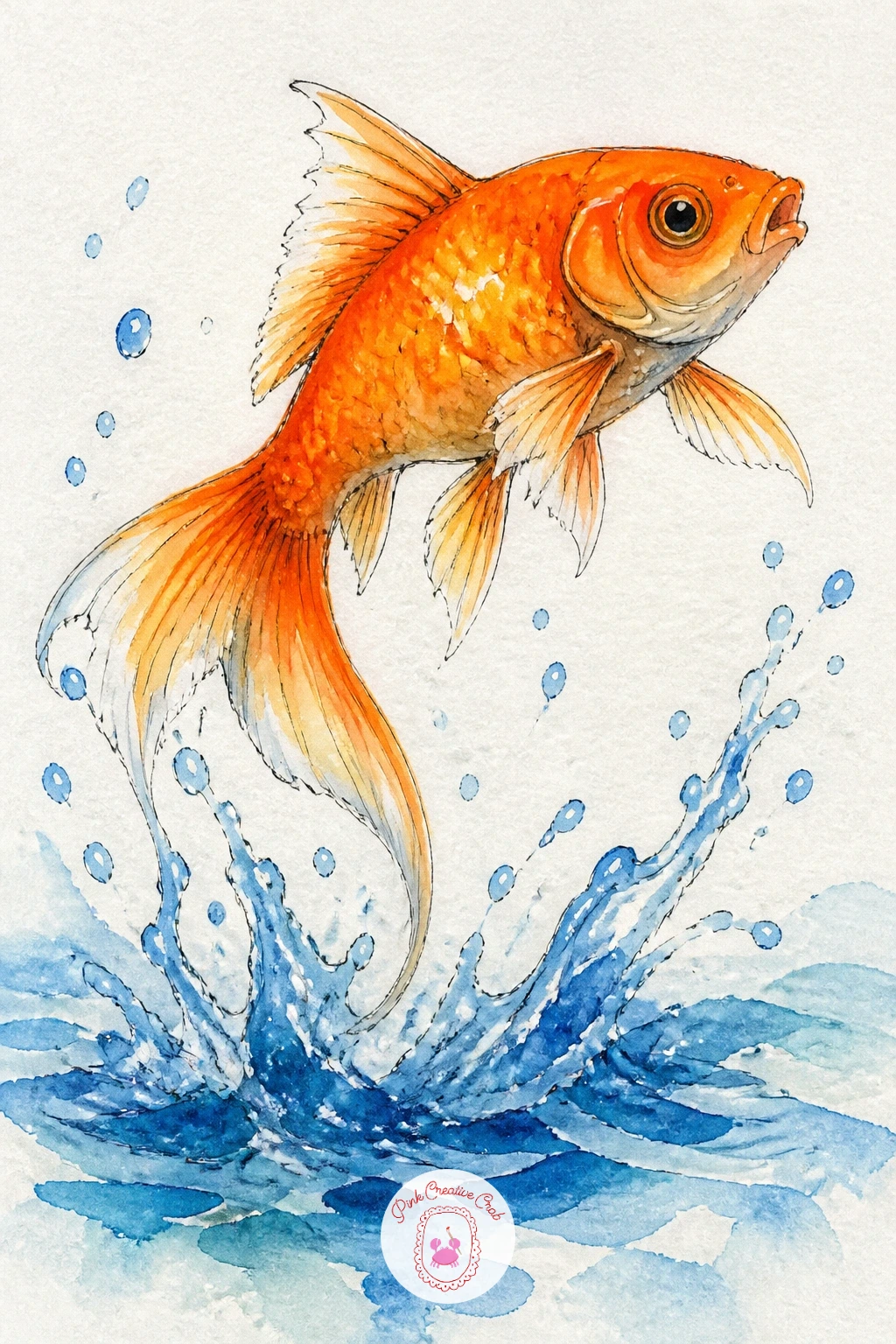 A Goldfish Jumping Out of the Water — Give this one a sense of motion with a goldfish mid-leap, arched above the surface of the water. Goldfish drawing