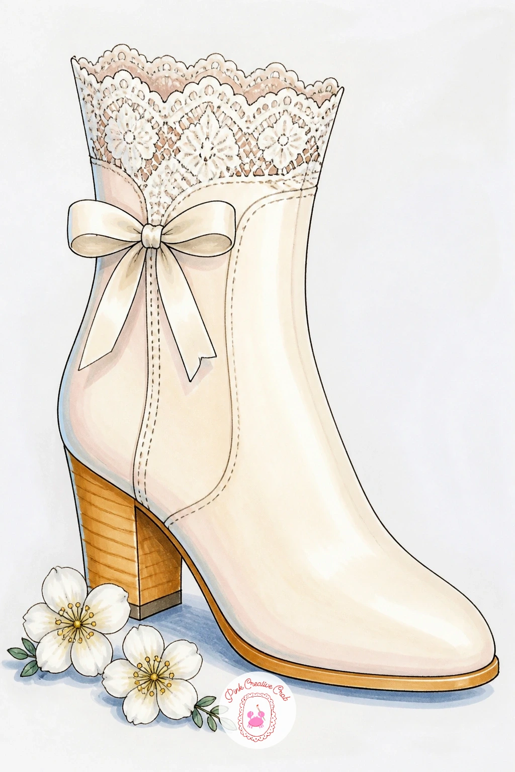 Wedding Boots With Lace — These boots carry the most delicate detail on the whole list, so plan the lace pattern in pencil before any ink touches the page: a
