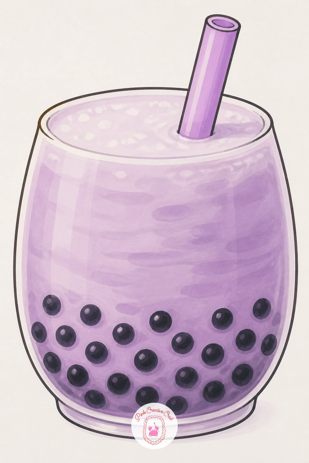 Taro Bubble Tea With a Lilac Straw — Move from brown to purple with a taro bubble tea, where the whole fun is in the color. Bubble tea drawing