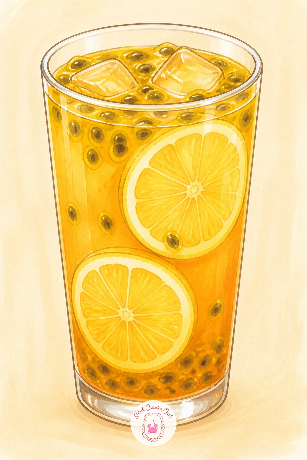 Passion Fruit Tea With Lemon Slices — Look closely at where the light sits before starting this one, since passion fruit tea with lemon slices only looks juicy