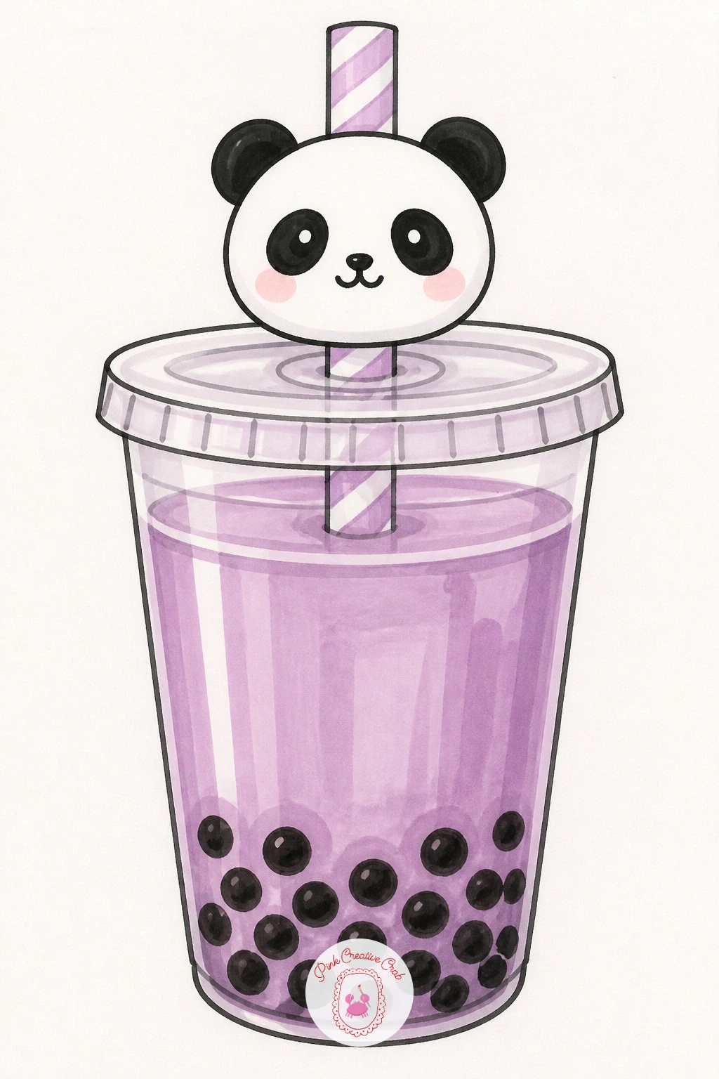 Bubble Tea Cup With a Panda Straw Topper — Add a playful prop with a bubble tea cup wearing a little panda straw topper clipped over the straw, ears poking up