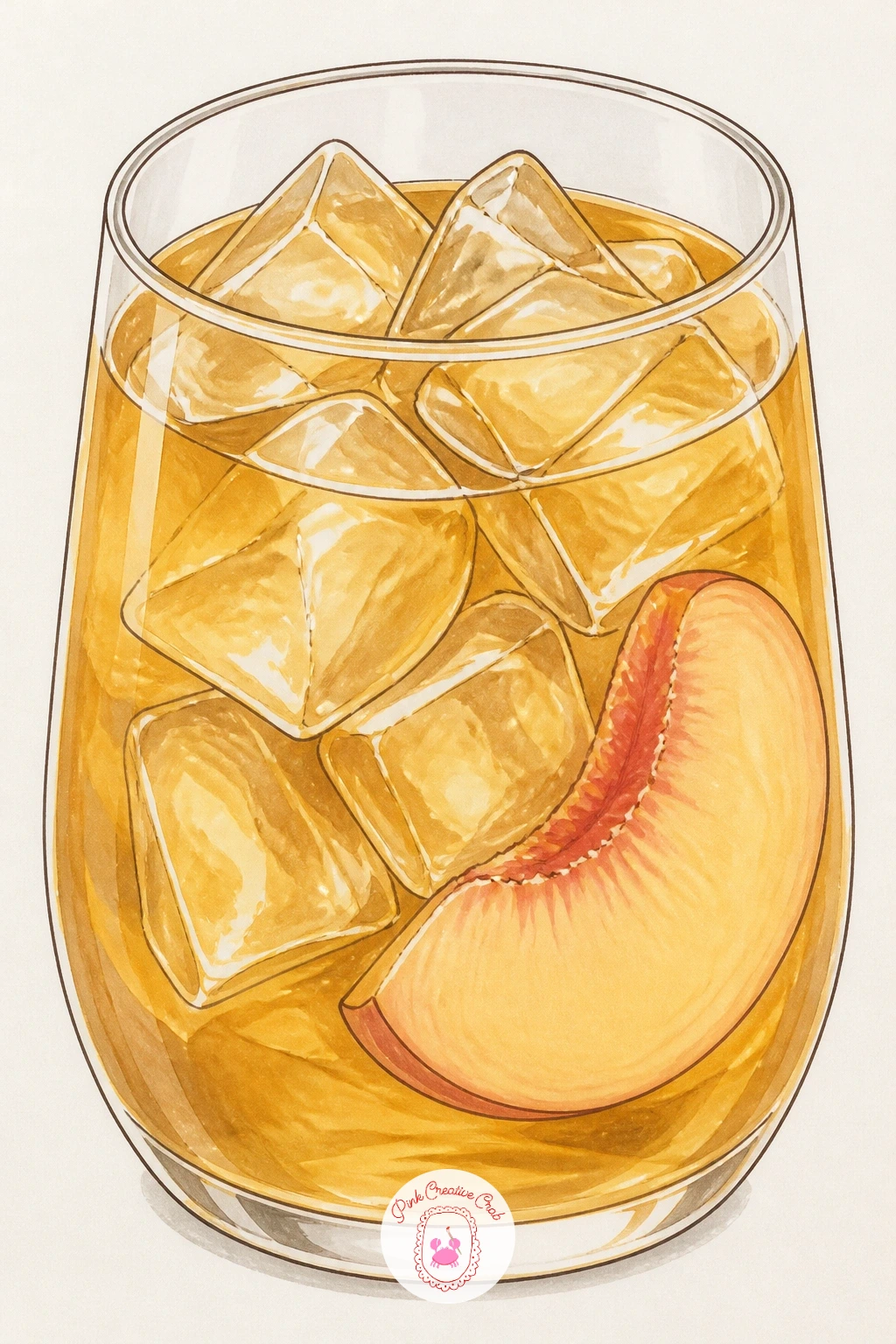 Peach Oolong Tea With Ice — Cool this one down with a peach oolong tea stacked with ice cubes, where the fun is drawing ice that actually looks cold rather