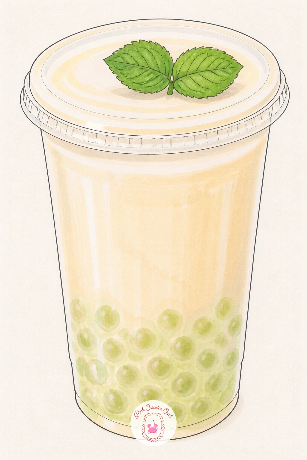 Honeydew Milk Tea With Mint — Cool the palette down again with a honeydew milk tea topped with a couple of fresh mint leaves, a nice chance to practice a fresh