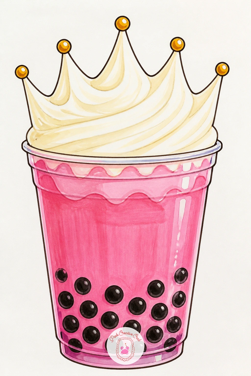 Bubble Tea Cup With a Crown of Cream — Dress a cup up like royalty with a bubble tea topped with a little crown-shaped swirl of cream instead of a plain dome.