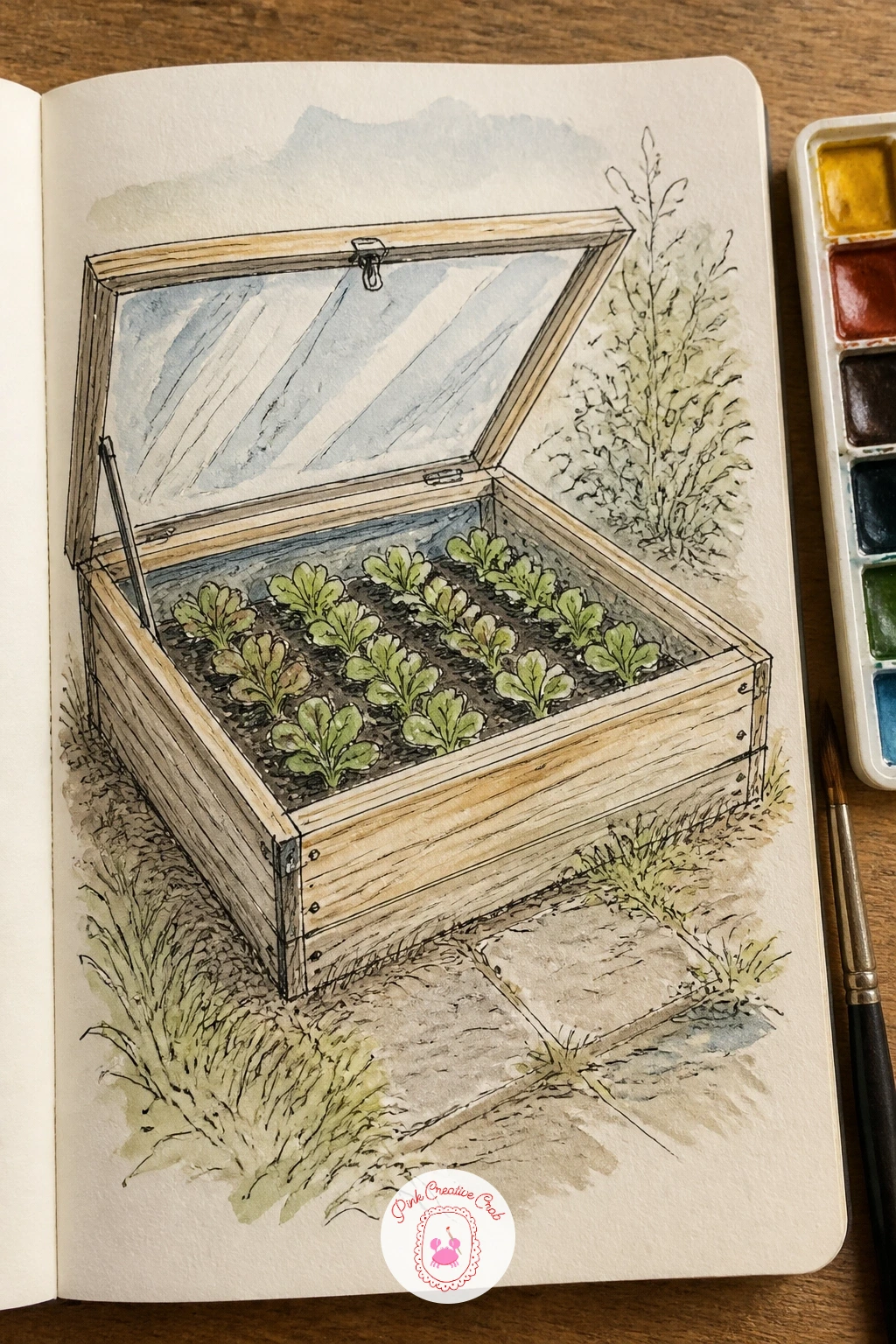 Cold Frame With Lettuce Seedlings — Move from snowdrops to a cold frame with lettuce seedlings, a page that asks for a bit of basic perspective since the frame