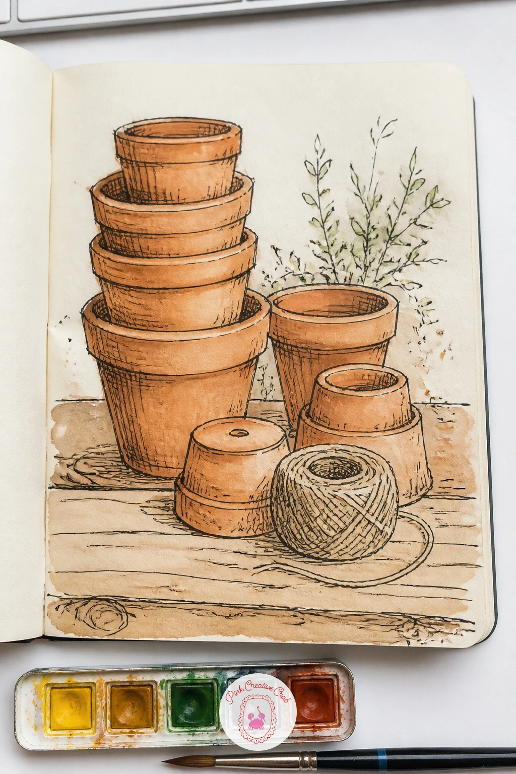 Potting Bench With Pots and Twine — A potting bench with pots and twine is a still life hiding in plain sight in most gardens, and it is a good page for