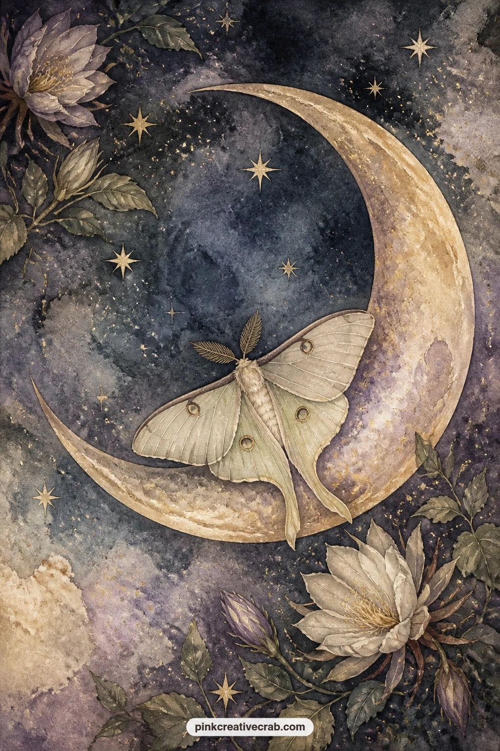 31 Free Tarot Junk Journal Pages With Sun and Moon Cards, Crystals and Mystic Garden Scenes