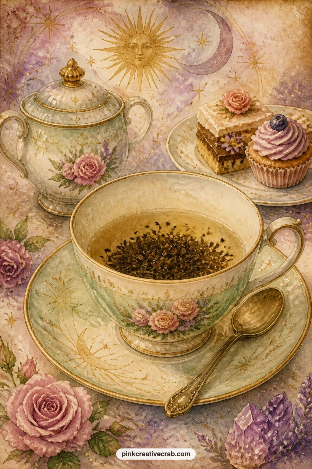 Teacup With Tea Leaves To Read printable page — Glue in a real tea bag tag, a recipe for your favorite blend, or a short note about a reading you did for