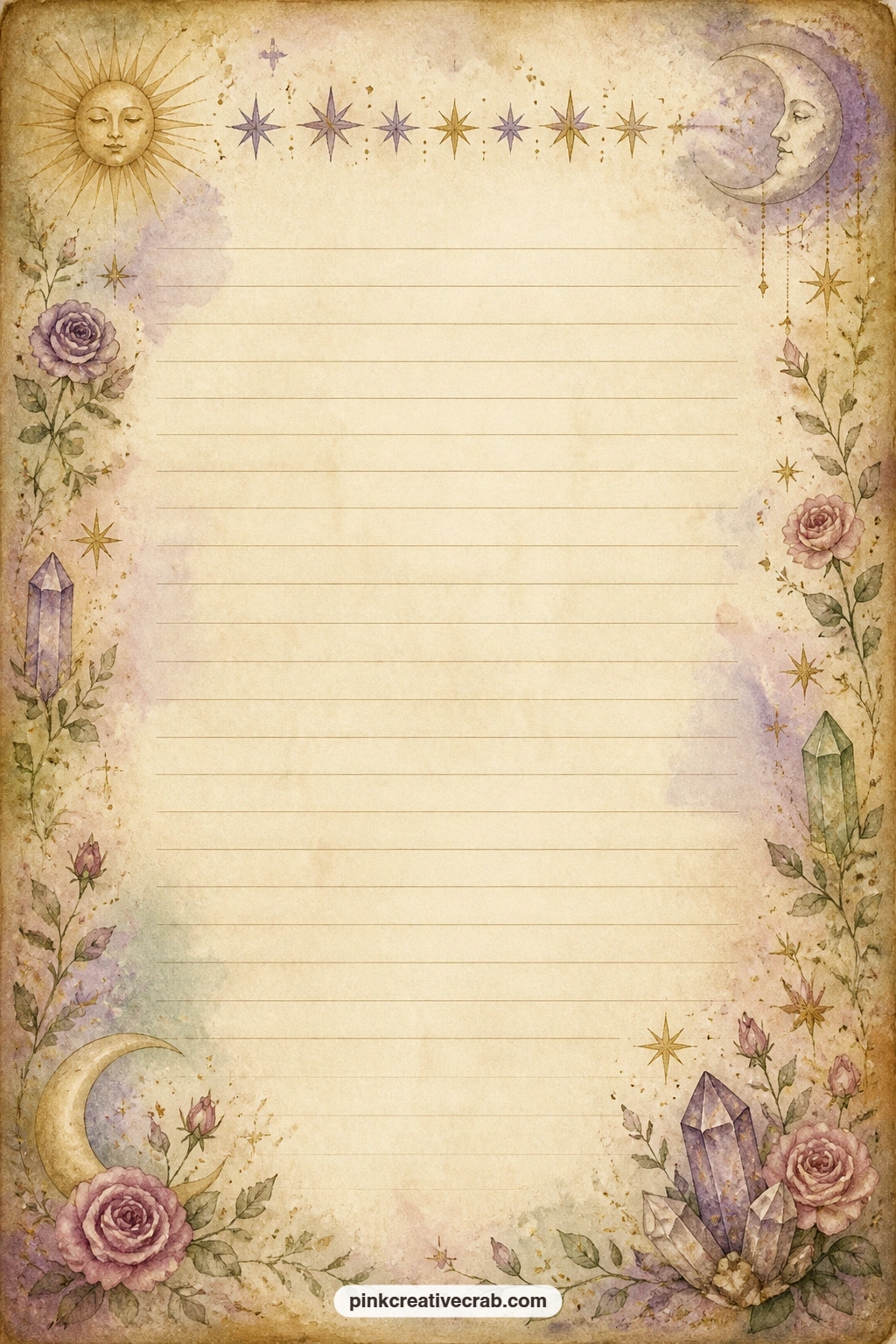 Star Band Lined Page printable page — These lines suit a wish list, a record of a meaningful dream, or a few words copied from a favorite poem about the night