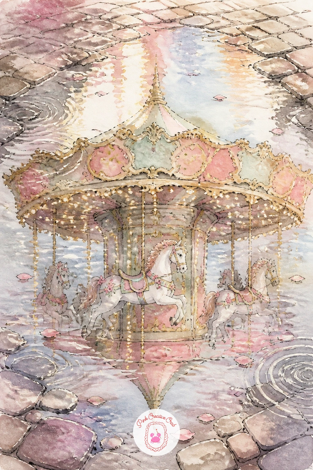 Carousel Reflected in a Puddle — Carousel reflected in a puddle adds a bit of technical fun after a run of straightforward subjects, since the reflection has