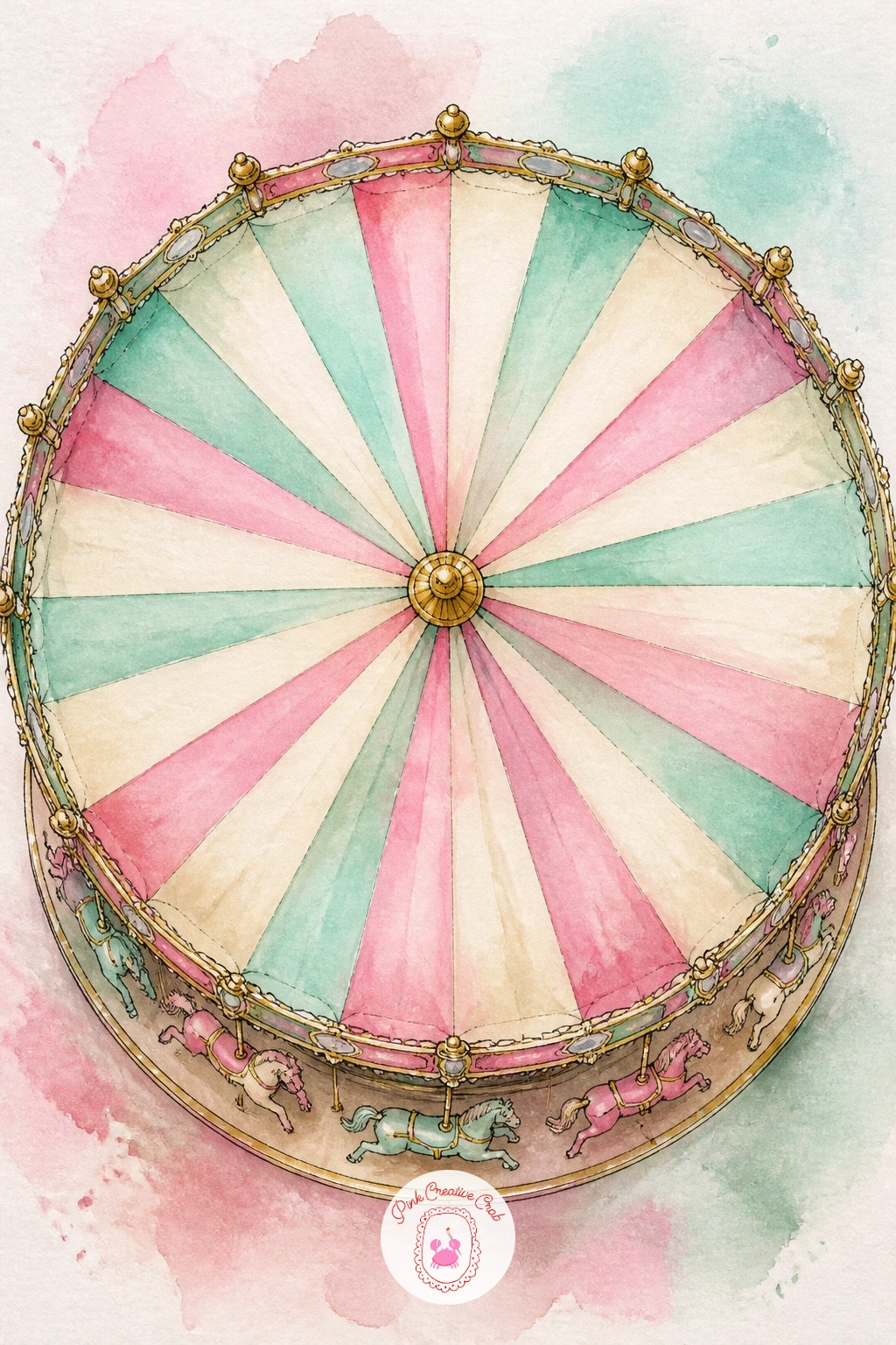 Carousel From Above Showing Its Round Roof — Carousel from above showing its round roof asks you to think entirely in terms of eye level, since this bird's eye