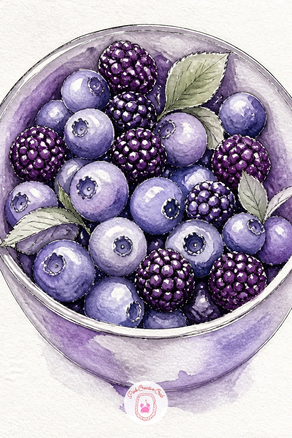 Bowl of Blueberries and Blackberries — Berries are small round shapes with big personality if you let the light do the work. Purple painting
