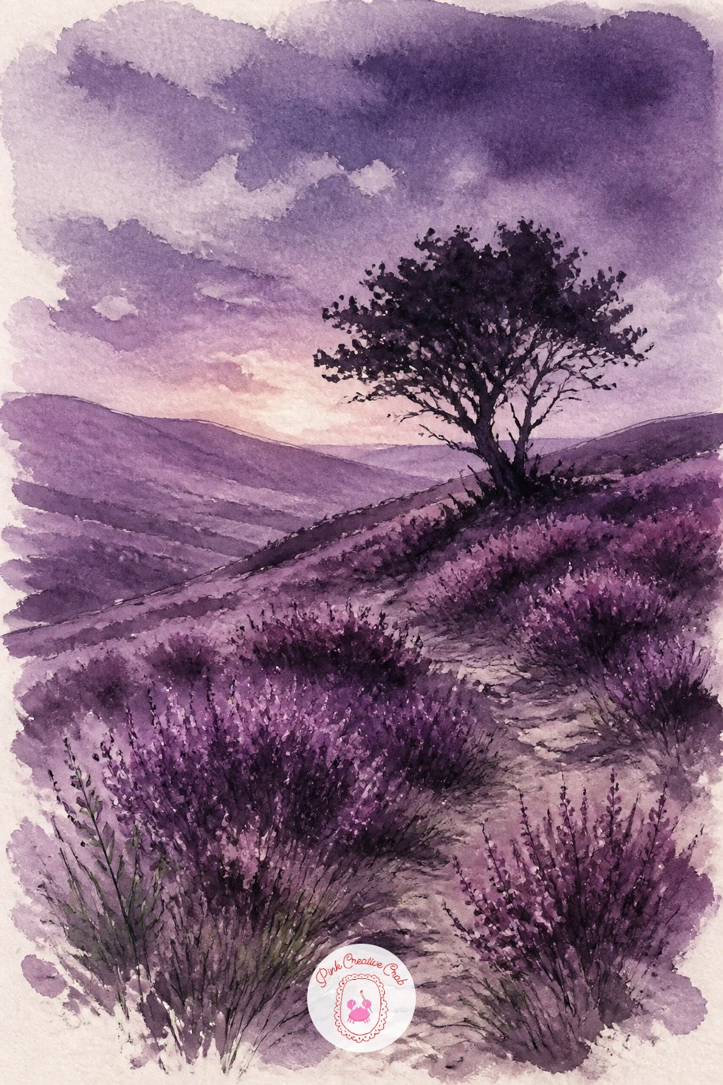 Heather Moor at Dusk — A heather moor trades the umbrella's single clean shape for a whole rolling landscape, which is really just two or three overlapping