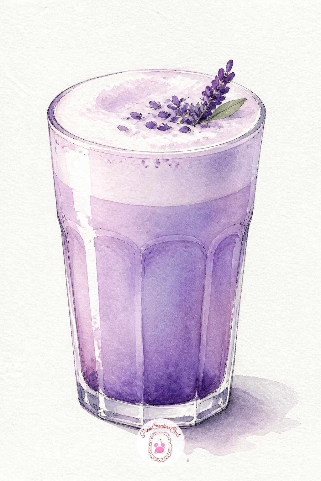 Lilac Latte in a Glass — A lilac latte in a clear glass is mostly about painting glass itself, which is really just leaving white paper where the light bounces