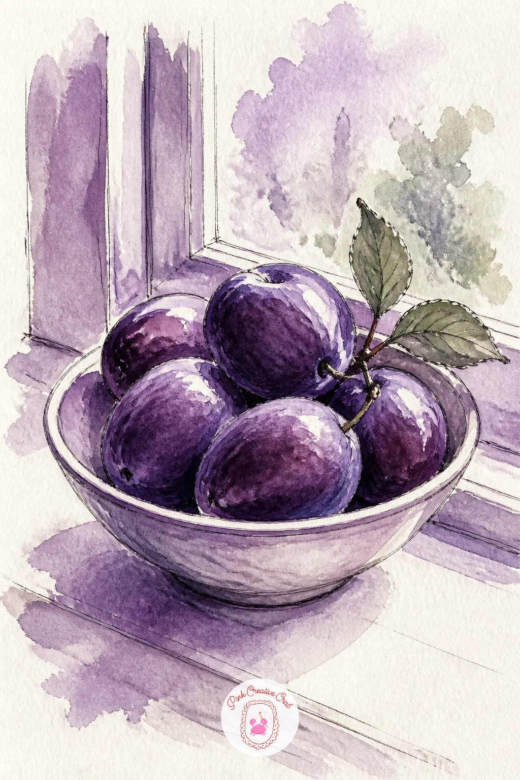 Dish of Plums on a Windowsill — A dish of plums sitting right on a windowsill lets you bring light and reflection into a still life without much extra effort.
