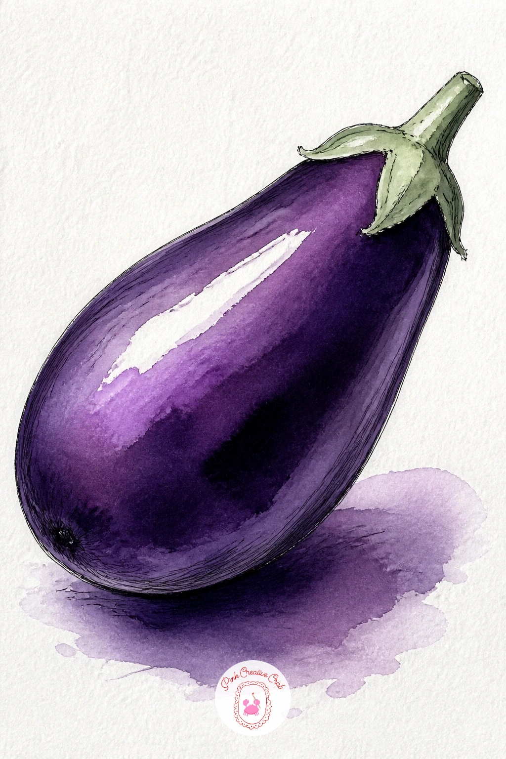 Purple Eggplant Still Life — An eggplant has one of the most satisfying glossy skins to paint in this whole list, so place one or two on the page as a simple