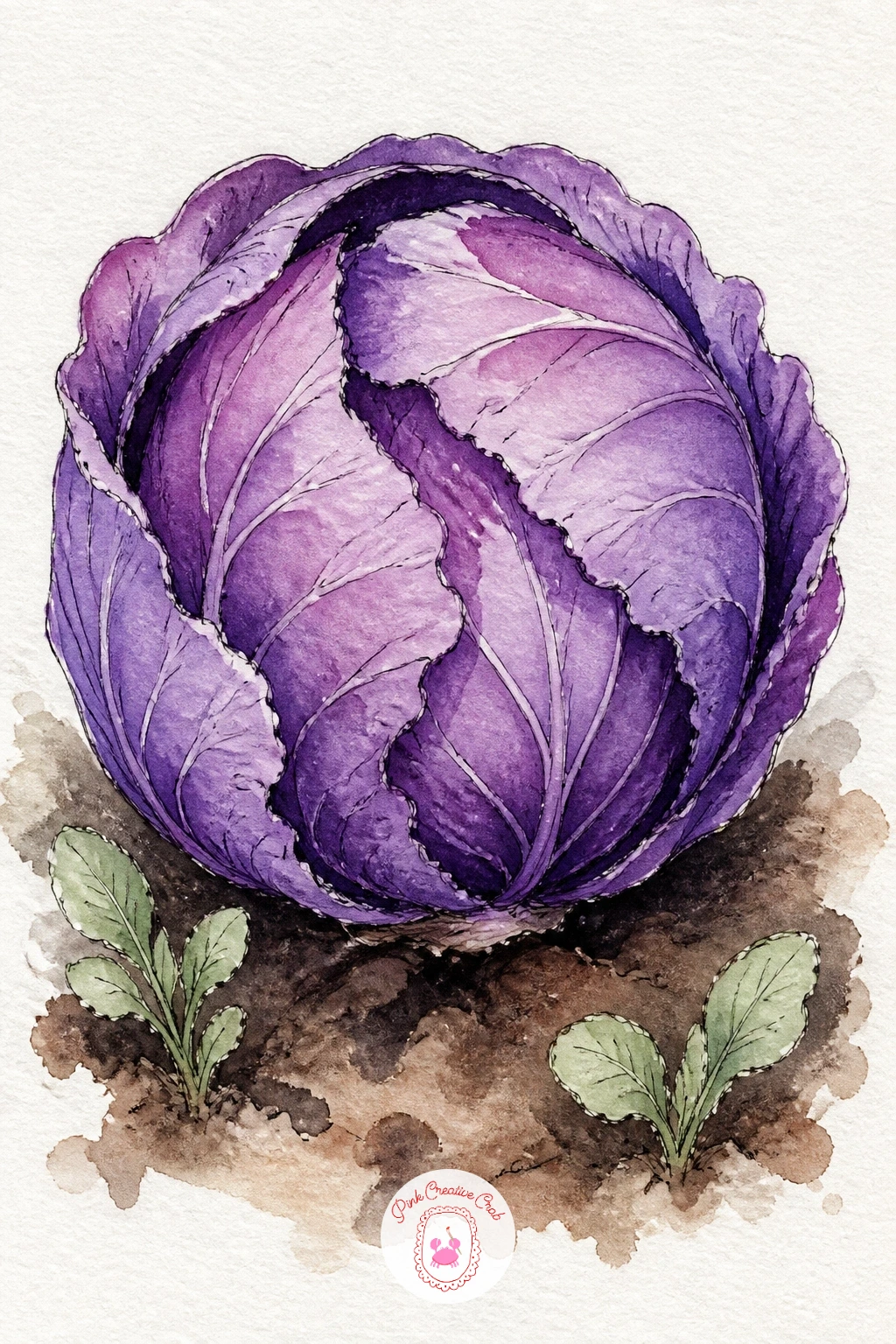 Purple Cabbage in a Vegetable Garden — A purple cabbage sitting in its garden bed is one of the few vegetables that is naturally this exact color family, which