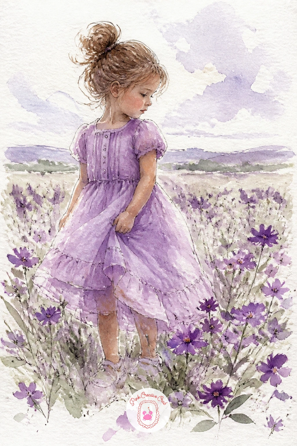 Girl in a Lilac Dress in a Flower Field — Finish the whole list on a small figure, since a girl in a lilac dress standing in a flower field pulls together the