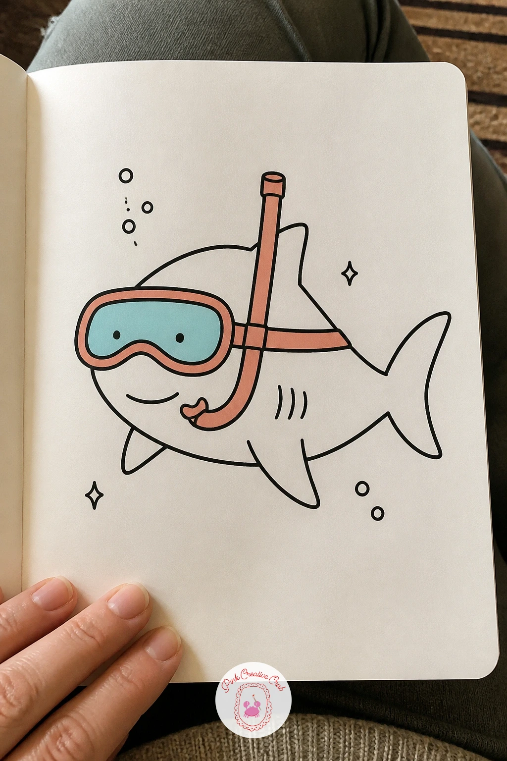 Shark Wearing A Snorkel — Give the shark its own tiny snorkeling gear for a shark wearing a snorkel, mask strapped over its eyes and a bent tube rising above