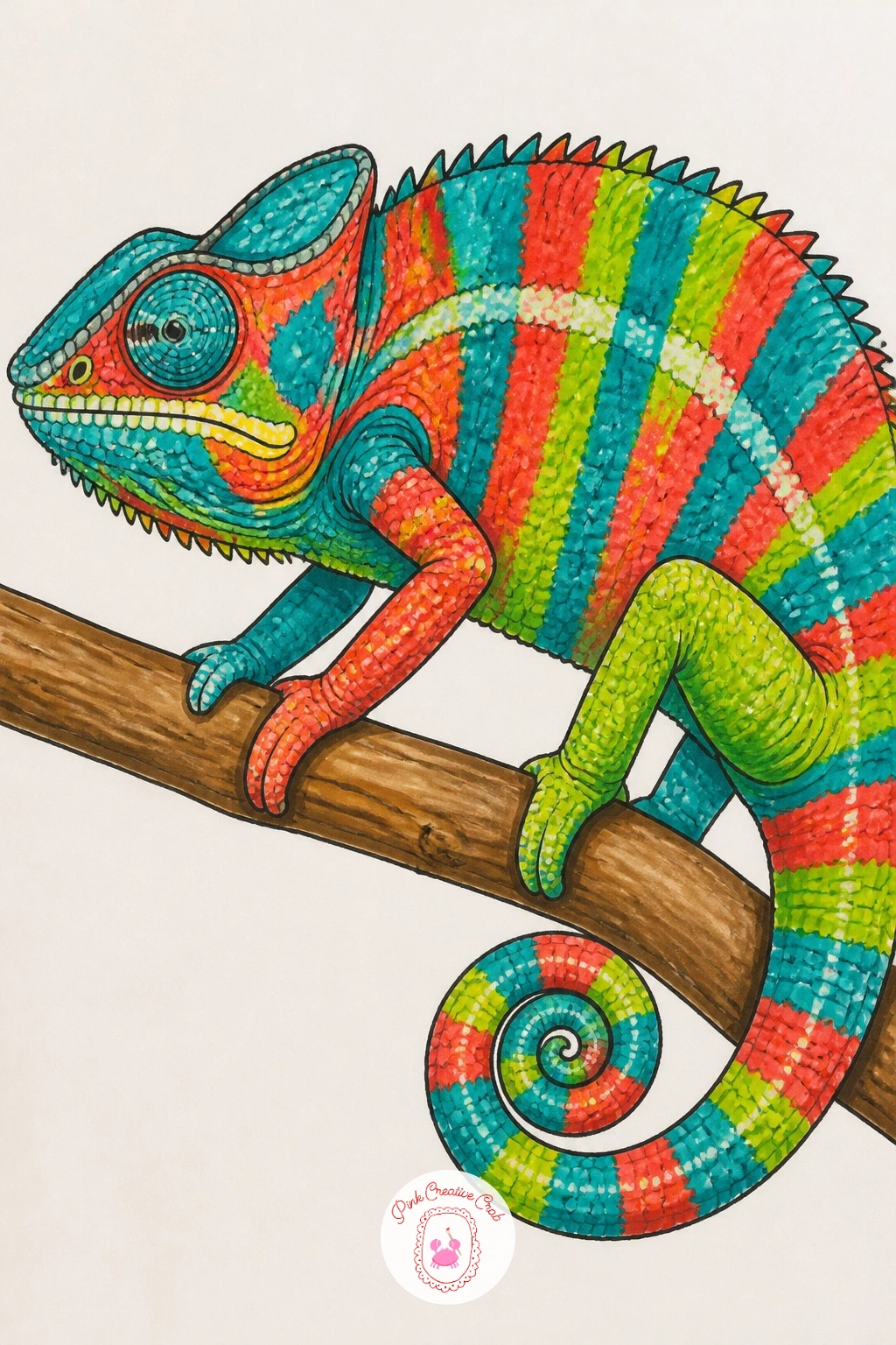 Panther Chameleon in Rainbow Stripes — Turn up the volume after that quiet leaf scene with a panther chameleon, the species famous for wearing turquoise, red