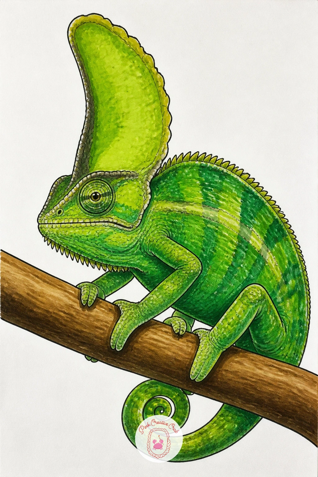 Veiled Chameleon With Its Tall Crest — After the blanket scene, go bold with the veiled chameleon, instantly recognizable by the tall fin-like crest rising off