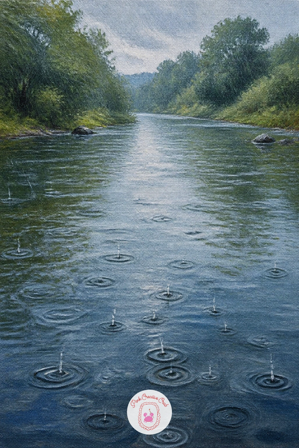 River in the Rain With Ripples — Weather takes over in a river in the rain with ripples, a scene built almost entirely from the water's surface rather than