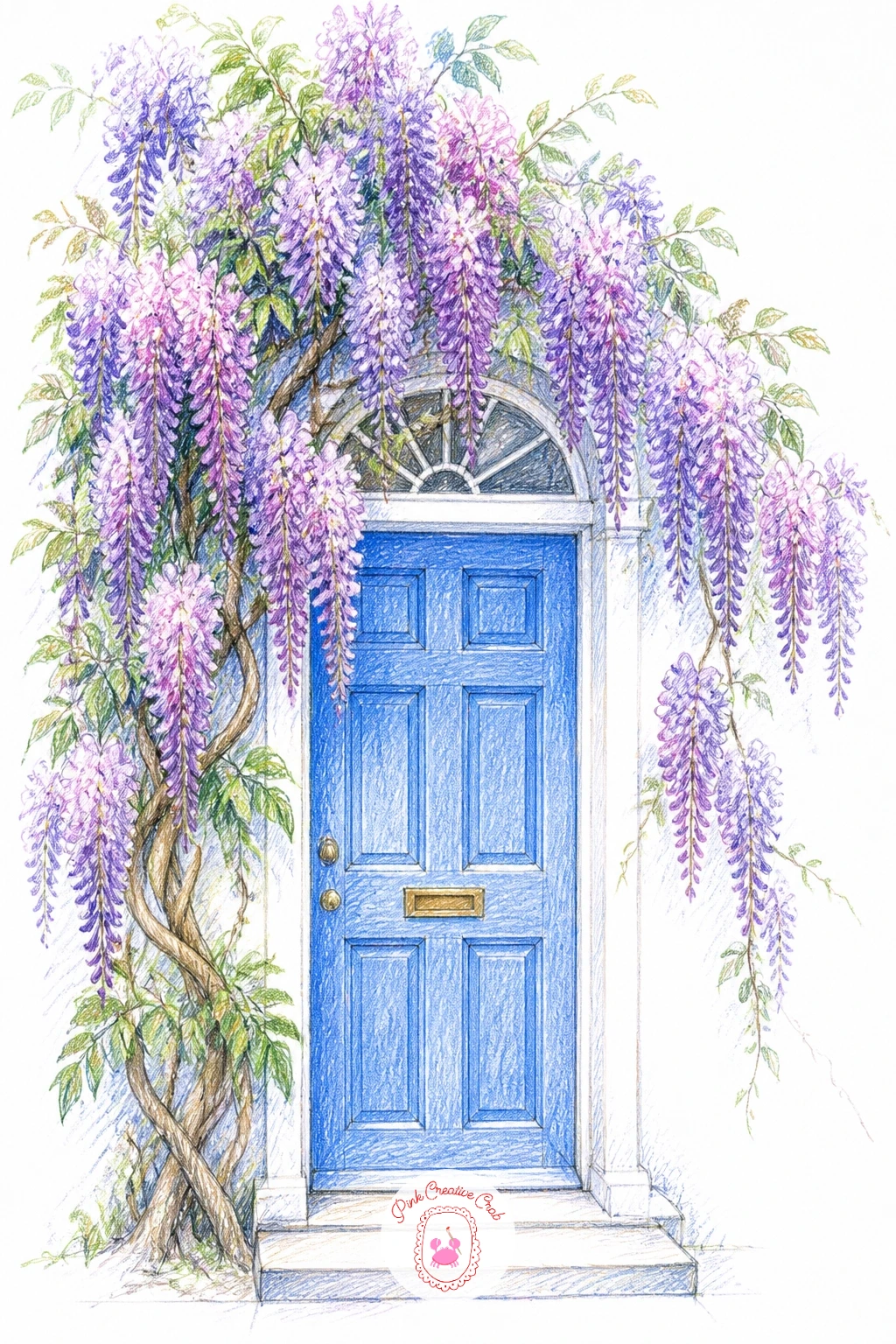 Wisteria Over a Blue Front Door — Wisteria over a blue front door is about light source once you've placed the door itself. Vines drawing