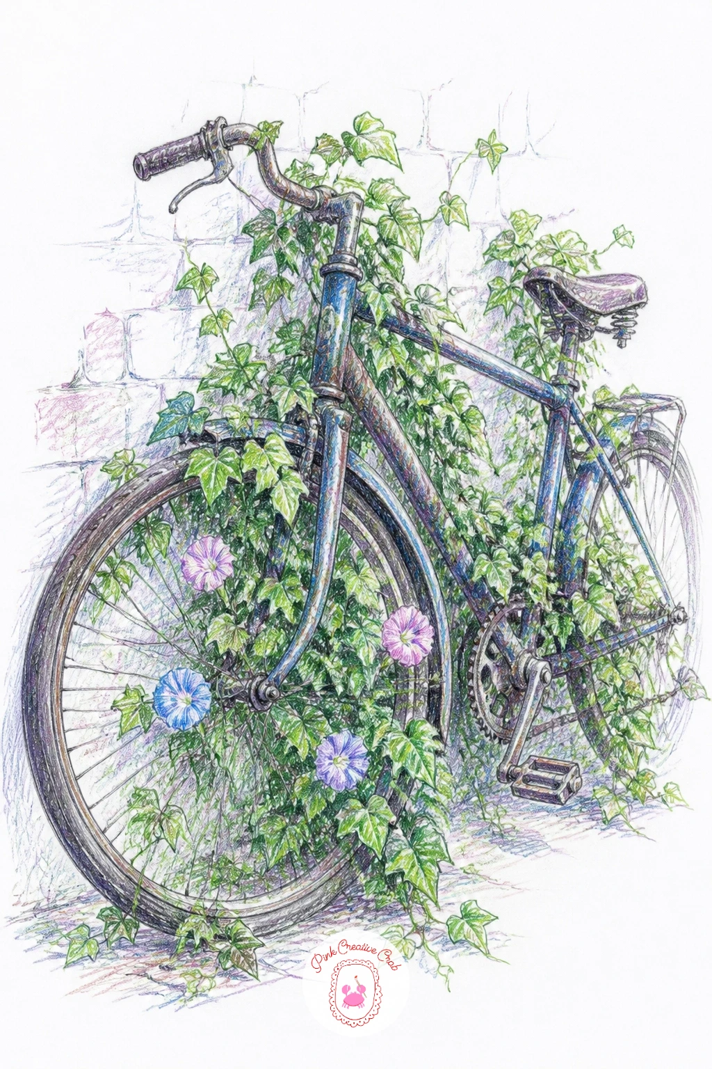 Ivy Growing Over an Old Bicycle — Ivy growing over an old bicycle shifts the vine onto an object instead of architecture, which is its own kind of fun. Vines