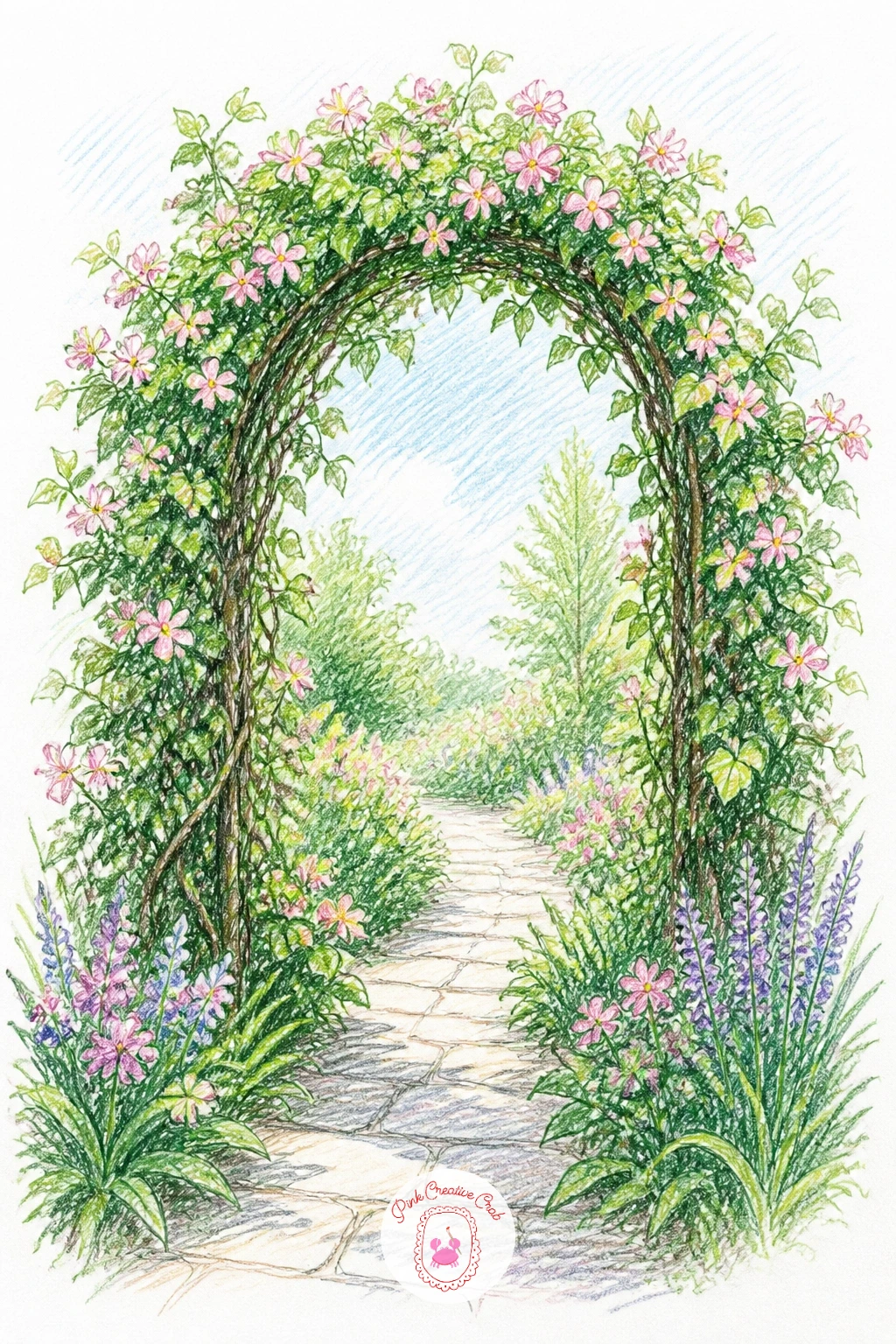 A Vine Archway Over a Garden Path — A vine archway over a garden path lets you play with the view looking straight through a structure rather than at it from