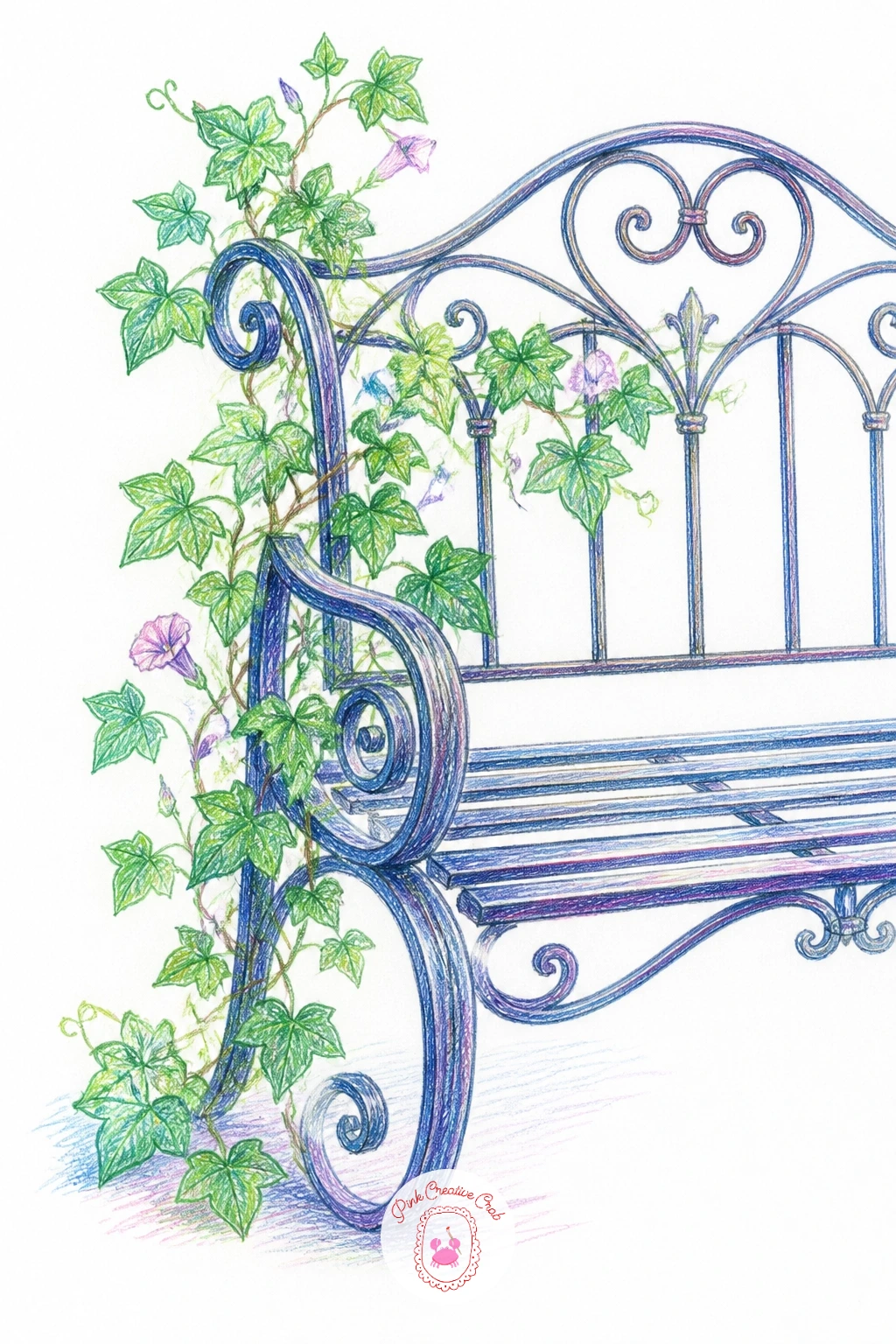Ivy Curling Around a Wrought Iron Bench — Ivy curling around a wrought iron bench closes out this list with a nice change of texture, soft leaves against the