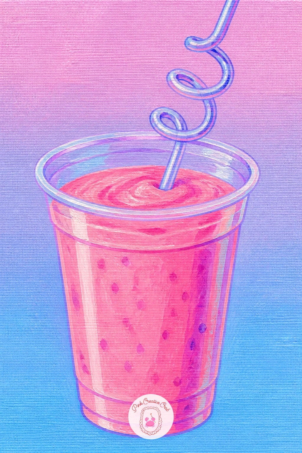 Smoothie In A Clear Cup With Curly Straw — A smoothie in a clear cup is a cheerful little subject once you want to paint something with a bit of transparency.