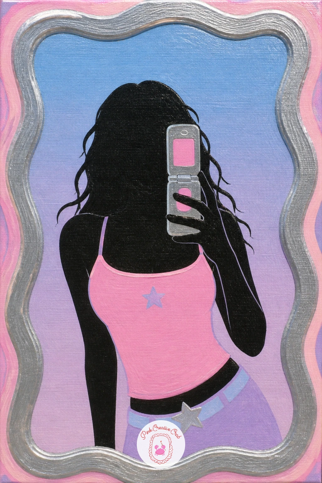Mirror Selfie Silhouette With Flip Phone — A mirror selfie silhouette brings the flip phone back in a completely different composition, this time as a figure