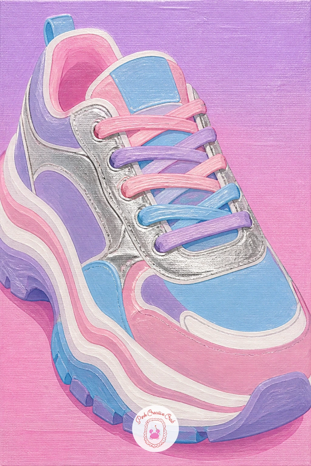 Chunky Sneakers With Pastel Laces — Chunky sneakers with pastel laces are a satisfying subject once you're ready to paint something with a bit more volume. Y2k