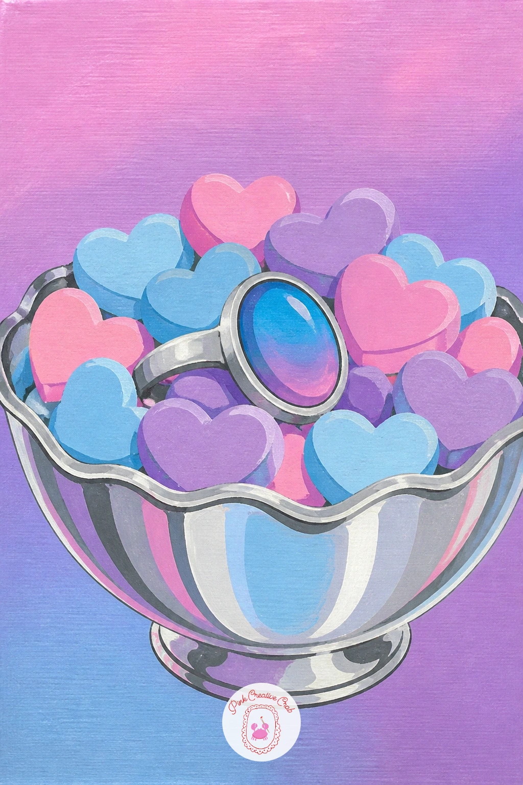 Bowl Of Candy Hearts And A Mood Ring — A bowl of candy hearts with a mood ring resting on the rim is a tiny, cheerful still life once you want something