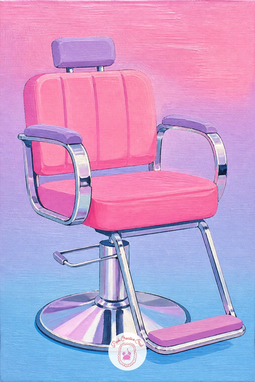 Frosted Tips Hair Salon Chair — A salon chair set up for frosted tips brings in a bit of nostalgic hair culture with a fun prop-filled scene. Y2k painting ideas