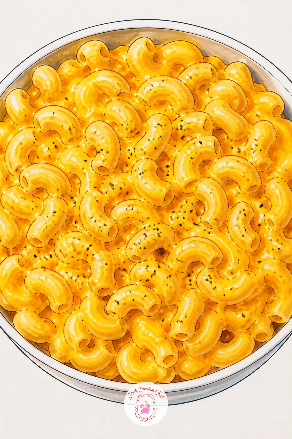 Mac and Cheese Bowl — Switch gears to a cosy bowl of mac and cheese, a comforting subject that rewards a loose, playful hand rather than careful precision.