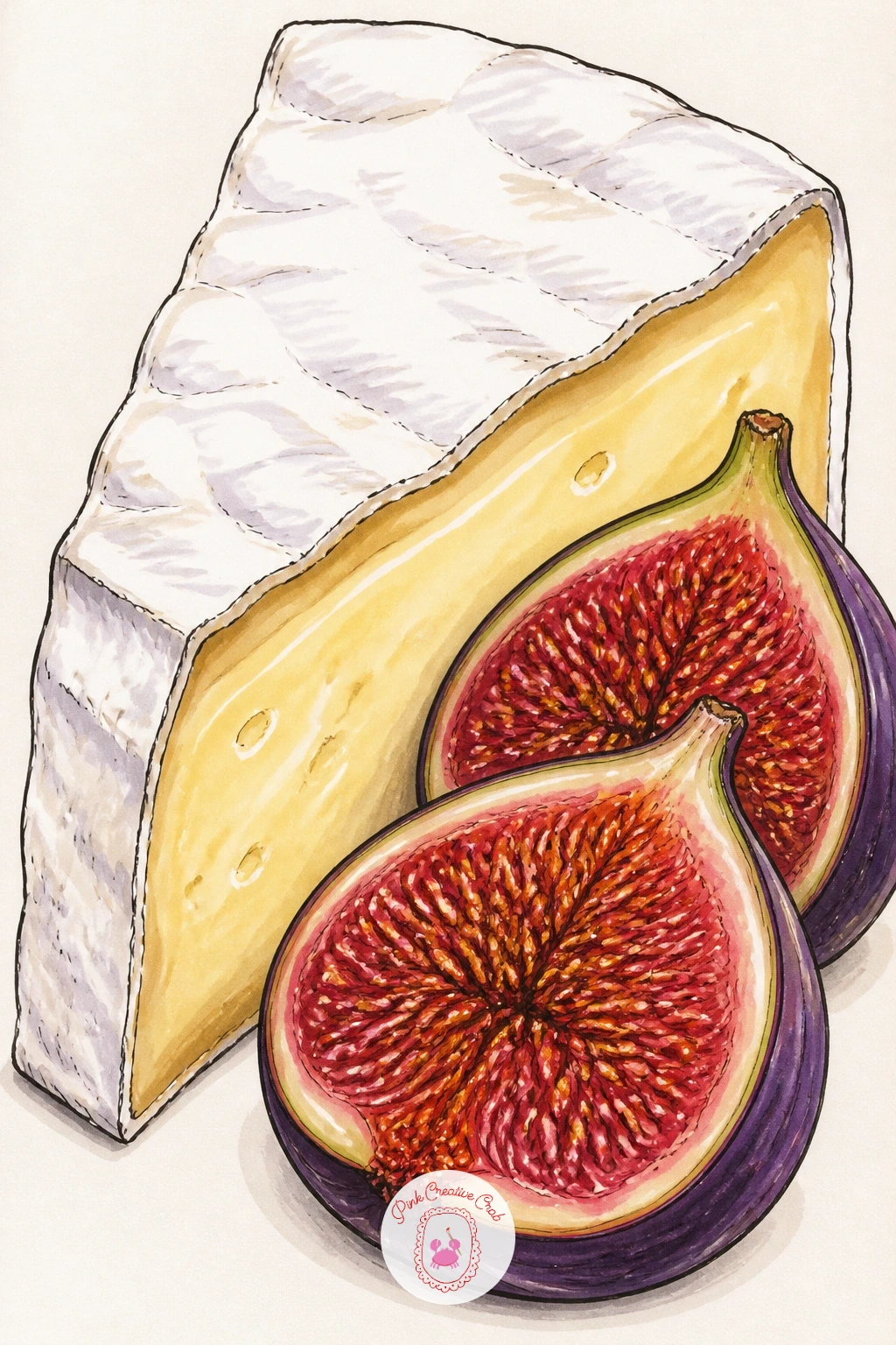 Wedge of Brie With Figs — Zoom right in on a single wedge of brie paired with sliced figs, a quiet still life that is forgiving and quick to finish. Cheese