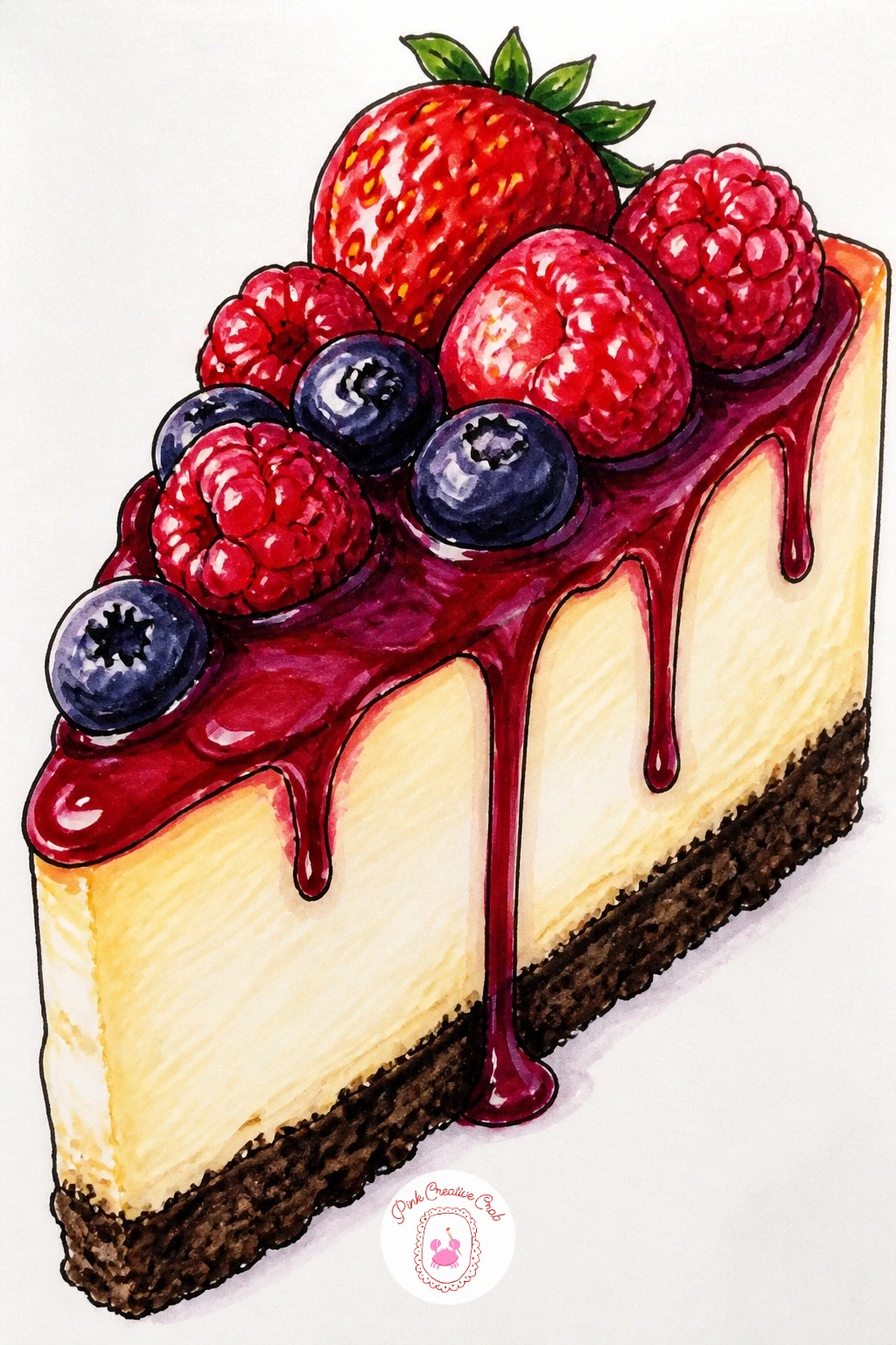 Cheesecake Slice With Berries — Switch from savoury to a sweet cheese subject with a slice of cheesecake topped with berries, a popular finish to any cheese