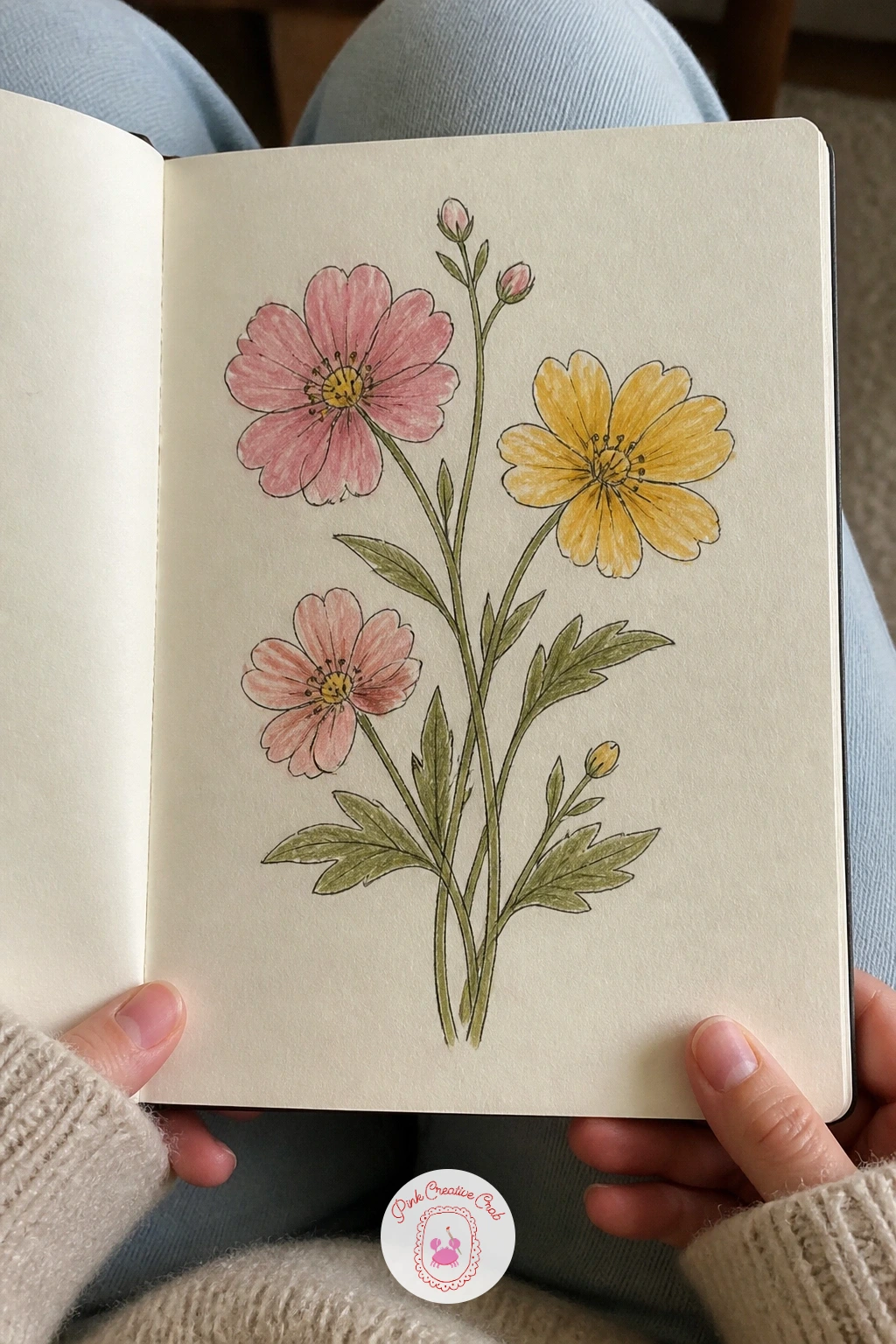 Wildflower Embroidery Motif — Start a textiles sketchbook with something you can pick up on any walk: a small bunch of wildflowers you can embroider later