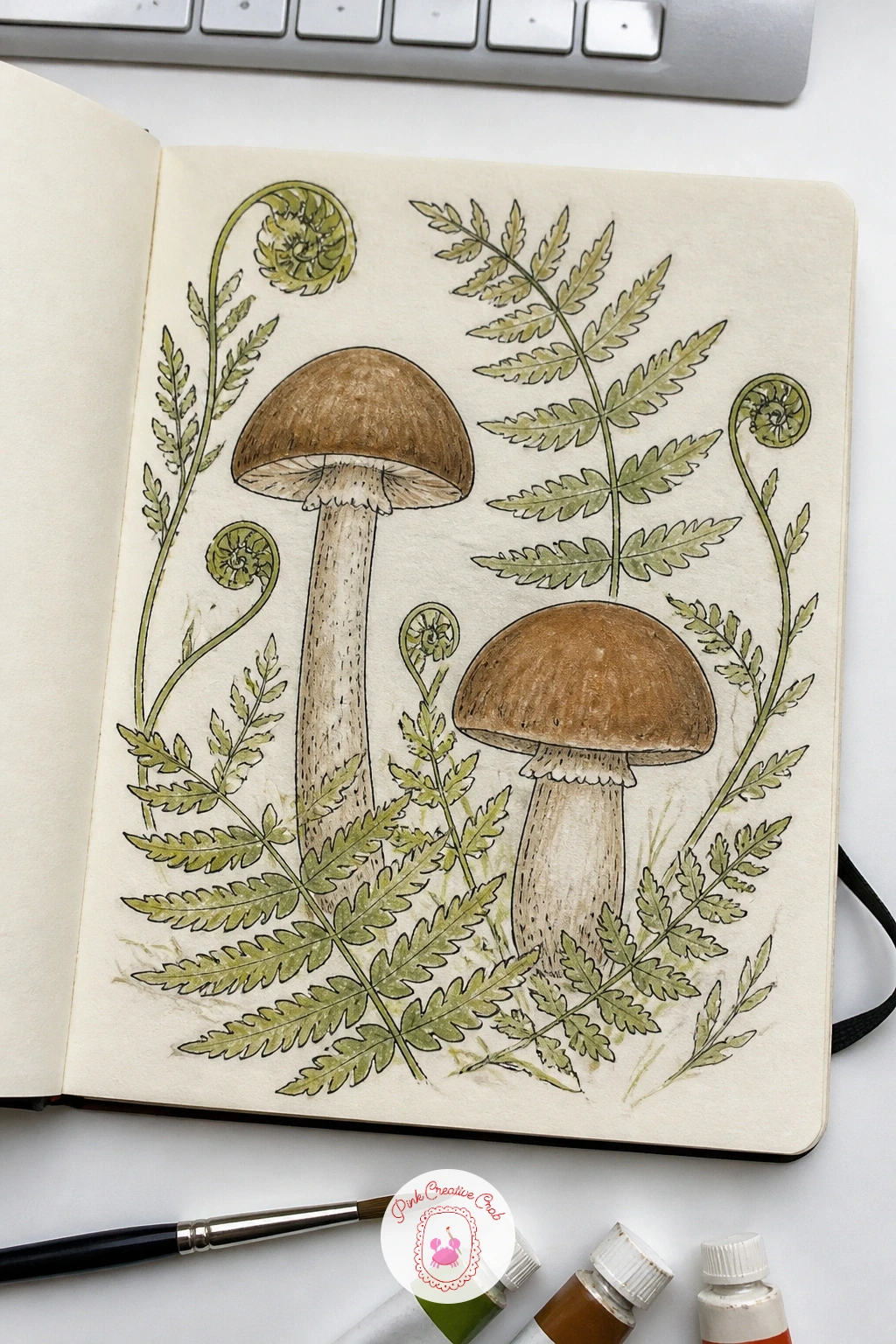Mushroom and Fern Print for Autumn — Shift the mood toward autumn with a print built from mushrooms and ferns, a pairing that reads as woodland without needing