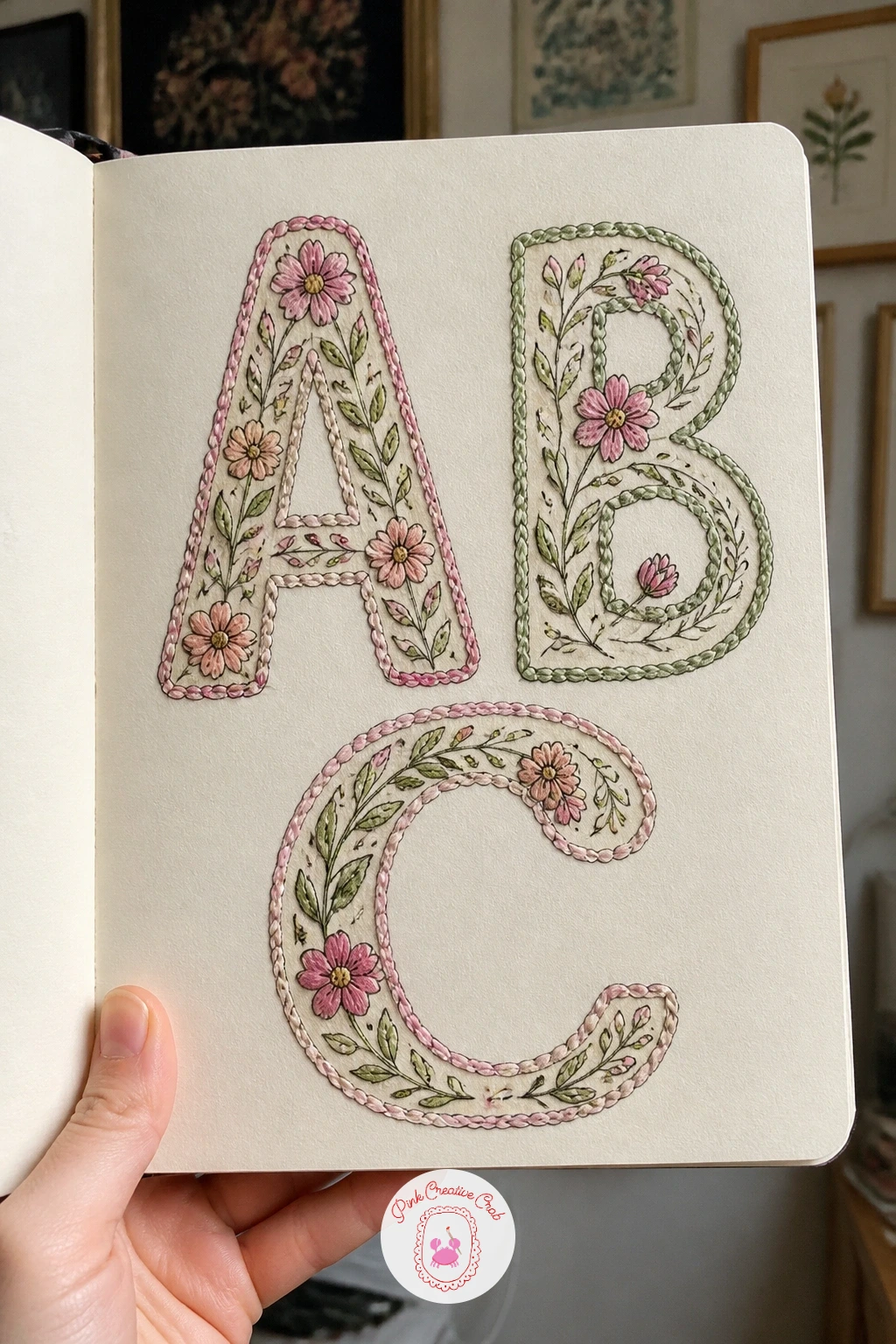 Page of Embroidered Monogram Shapes — Monograms give you a structure to lean on, since the letterform does most of the design work before you even pick up