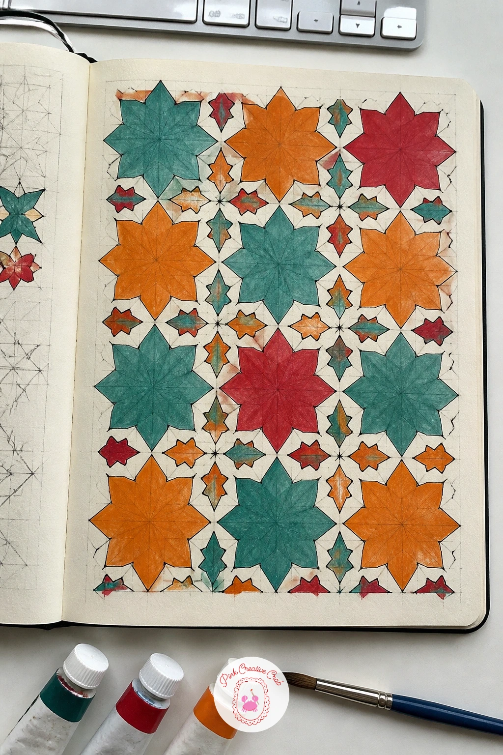 Moroccan Tile Pattern Turned Into Fabric — Moroccan zellige tiles are built from a repeating geometric unit, usually an eight-pointed star interlocking with