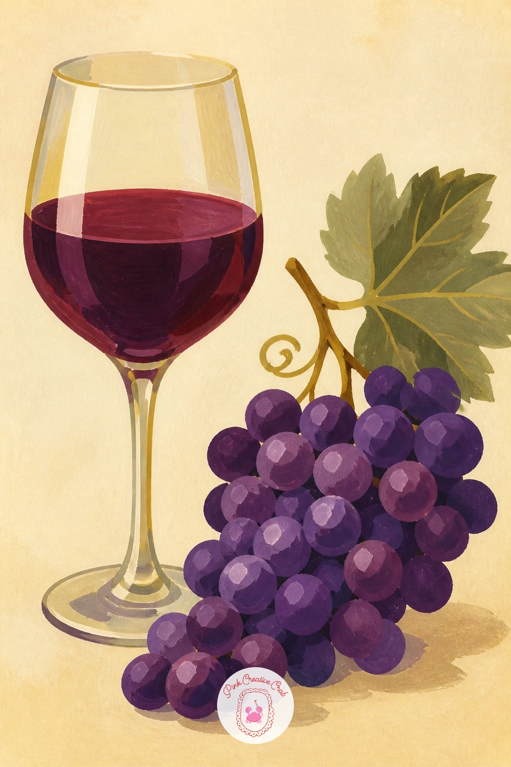 Glass of Wine Beside a Bunch of Grapes — Pair a glass of wine with a bunch of grapes for a classic still life that leans into the vine-to-table theme. Grapes