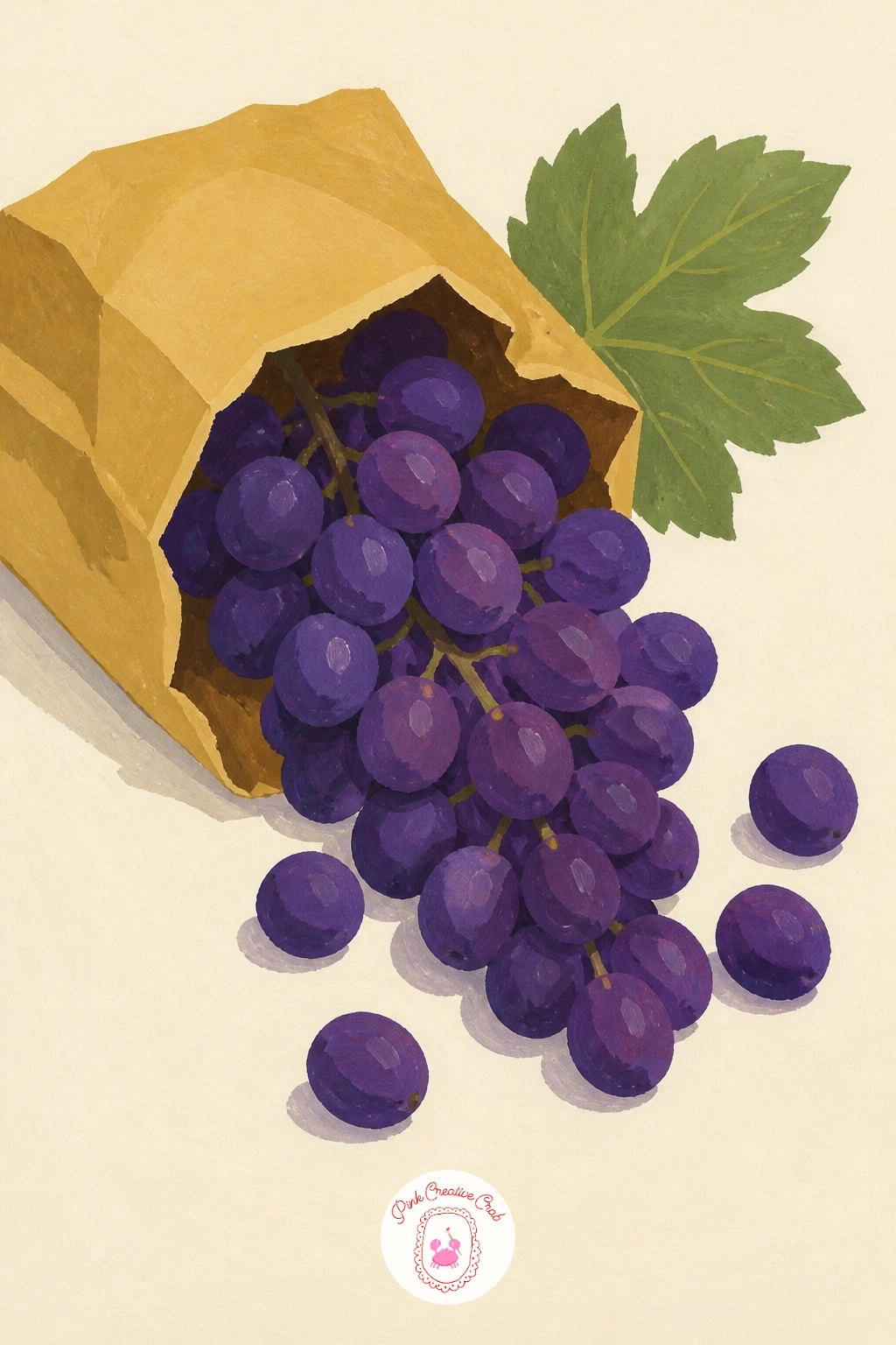Grapes Spilling From a Paper Bag — Capture a small moment of motion with grapes spilling out of a torn paper bag. Grapes drawing
